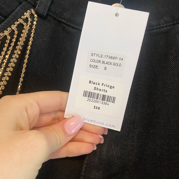 Black Jewel Fringe Shorts - Picture 2 of 4